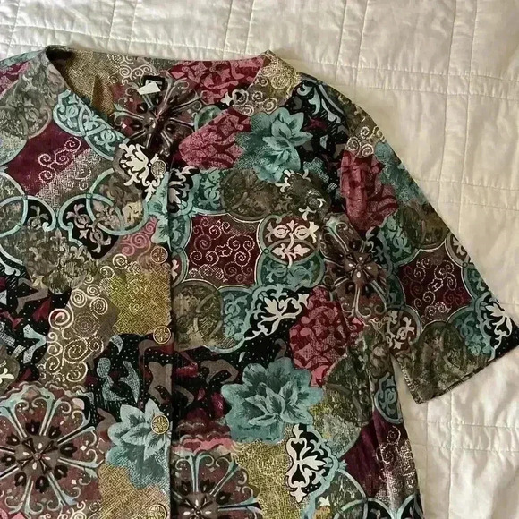 Vintage boho hippie button up shirt basic editions women's 3XL oversized draped - Picture 7 of 7